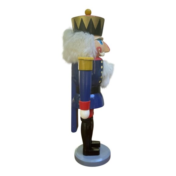 Vtg Vero Seiffen Nussknacker Aus Nutcracker King Konig Blau Made In Germany 14" - Picture 2 of 7